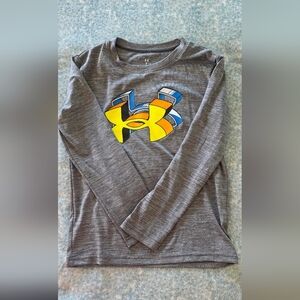 Under Armour Kids (7) Gray Long Sleeve Shirt with Logo